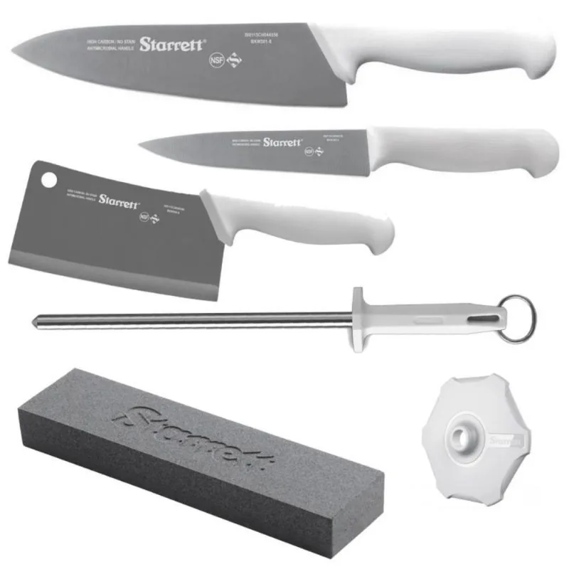 Kit de Facas Chef com Cutelo Branco BKK-6W1 com 6 Peças STARRETT