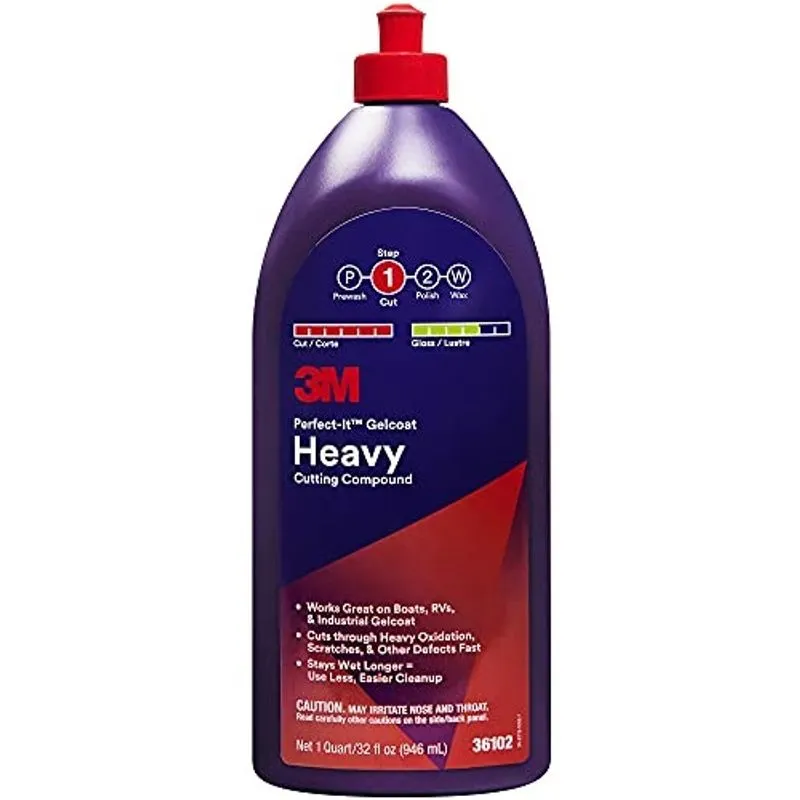 3M Perfect-It Gelcoat Composto de Corte Pesado, 36102, 1 Quart, Removedor de Oxidação de Fibra de Vidro para Barcos e RVs