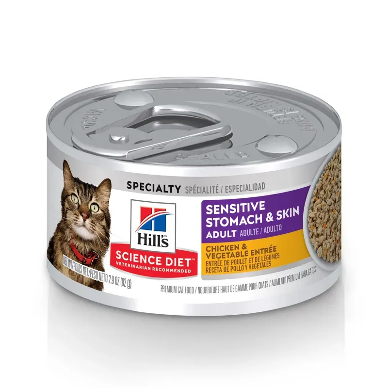 Ração Úmida Hill's Science Diet Pele Sensível para Gatos Adultos Sabor Frango e Vegetais 82 g