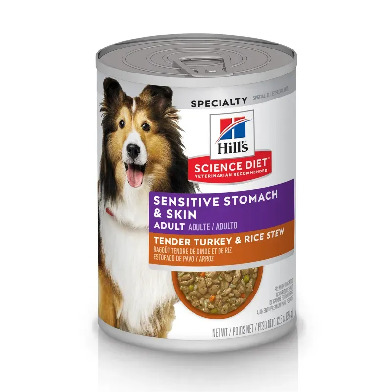Ração Úmida Hill's Science Diet Pele Sensível para Cães Adultos sabor Peru e Arroz 354 g