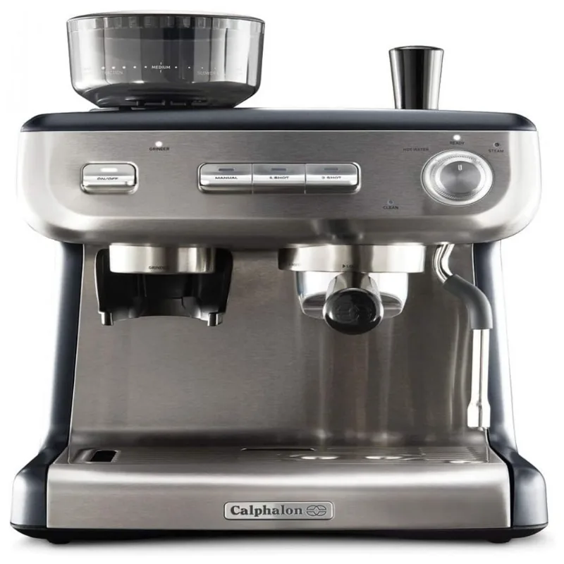 Cafeteira Elétrica Programável Calphalon Expresso 15 Bar com Moedor de Café e Vaporizador, Aço Inoxidável 110V