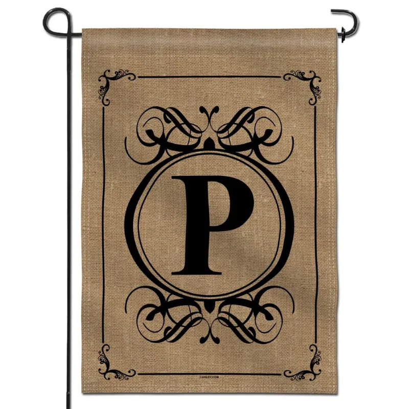 Bandeira De Jardim Anley Classic Monogram Letter P 45x32cm Poliéster