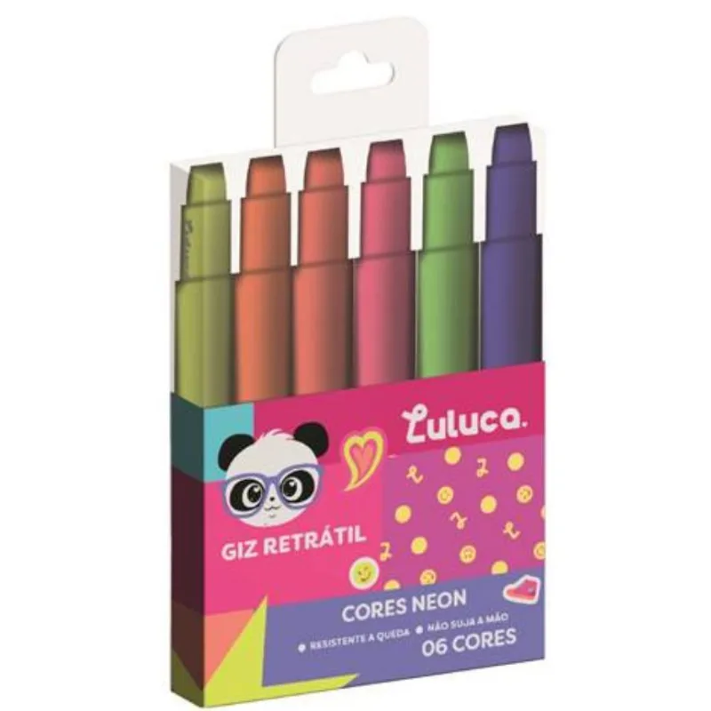 Kit Giz Retrátil 06 Cores Neon Luluca Sky Paper