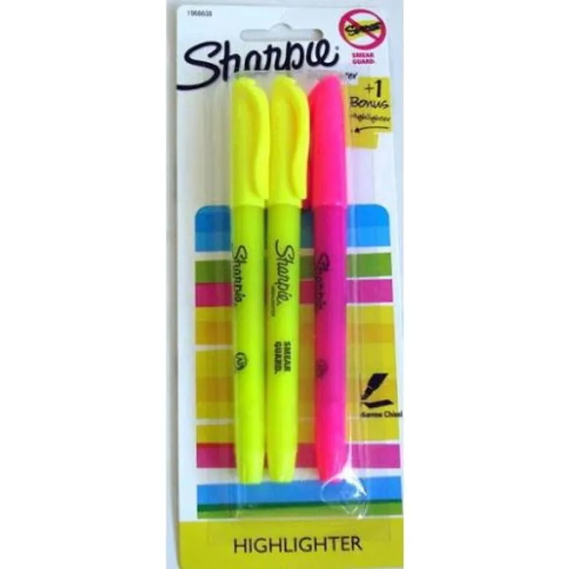 Marca texto Sharpie pocket Amarelo c/ 2 unidades + brinde
