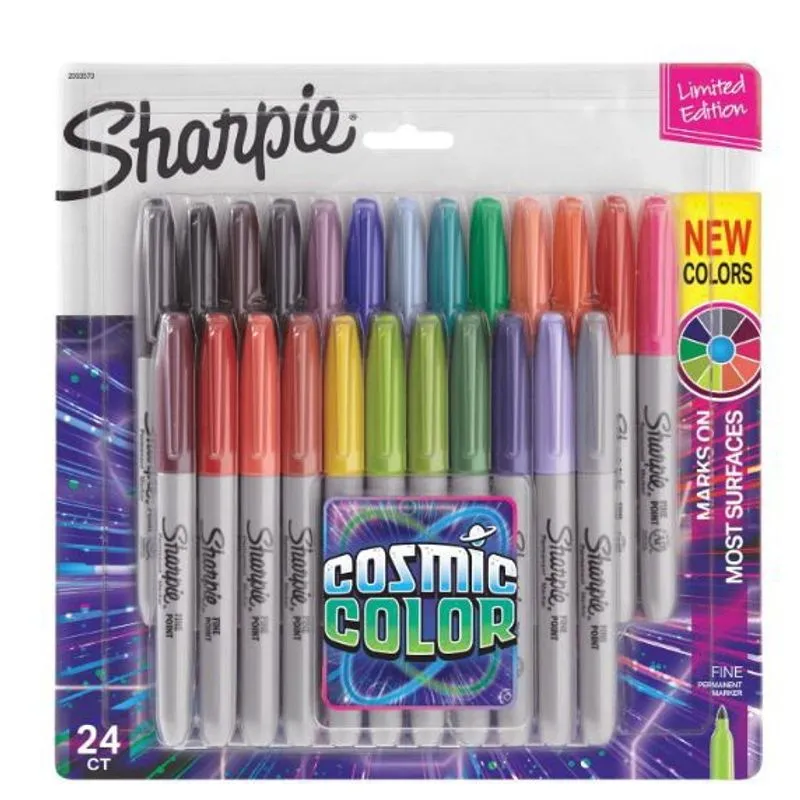 Marcador permanente Sharpie fino c/ 24 cores cósmicas