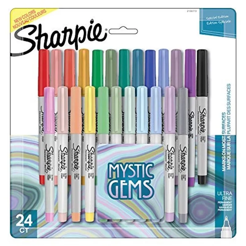 Sharpie Marcadores Permanentes, Ultra Fine Point, Com Marcadores de Cor De Joia Mística, Sortido, 24 Conde