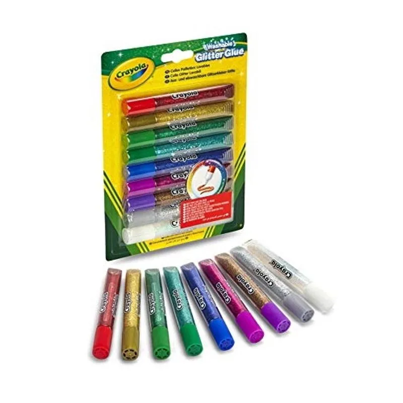 Canetas cola glitter laváveis Crayola 9 cores