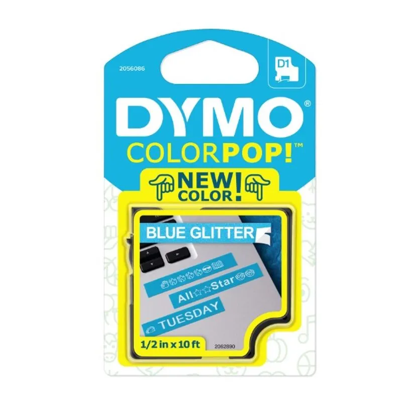 Fita gliterizada dymo para rotulador lm (12mm x 3m) branco/azul