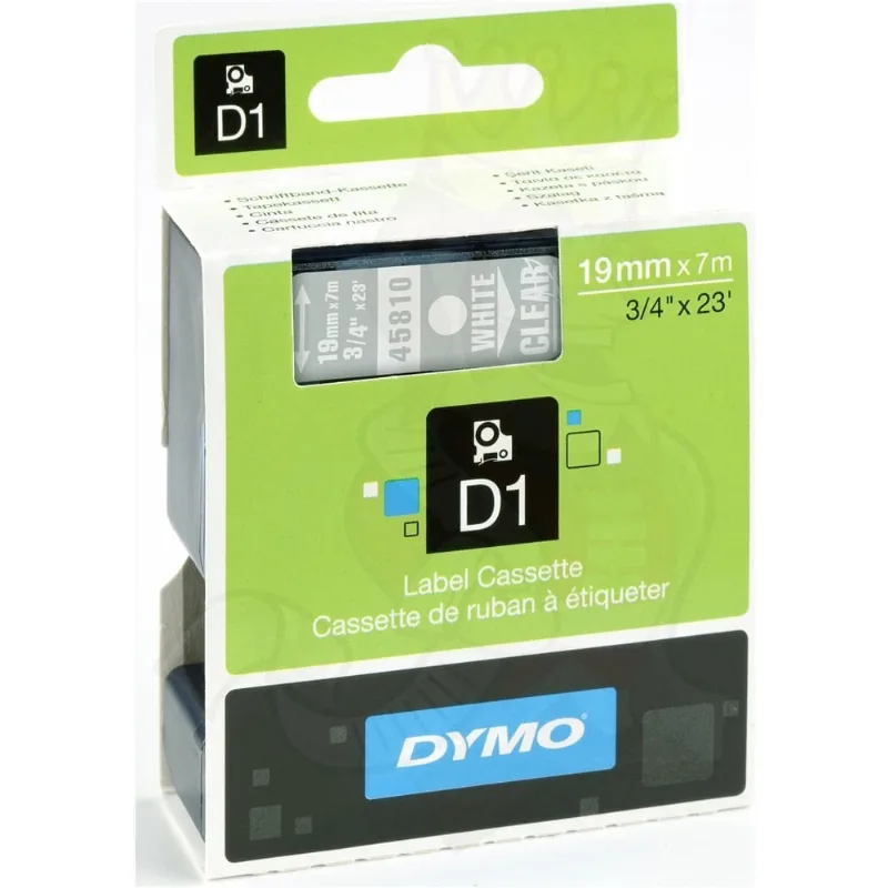 Fita de poliéster dymo para rotulador lm (19mm x 3,5m) branco/transparente