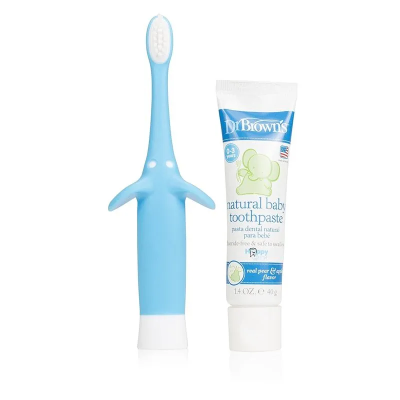 Conjunto de Escova de Dentes Infantil Azul, 1,113ml - Criança Dr. Brown