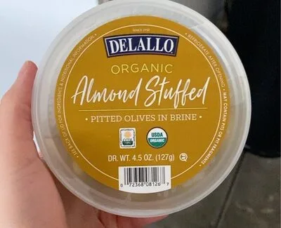 Almond stuffed pitted olives in brine