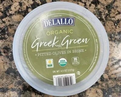 Delallo Organic Greek Green Pitted Olives in Brine