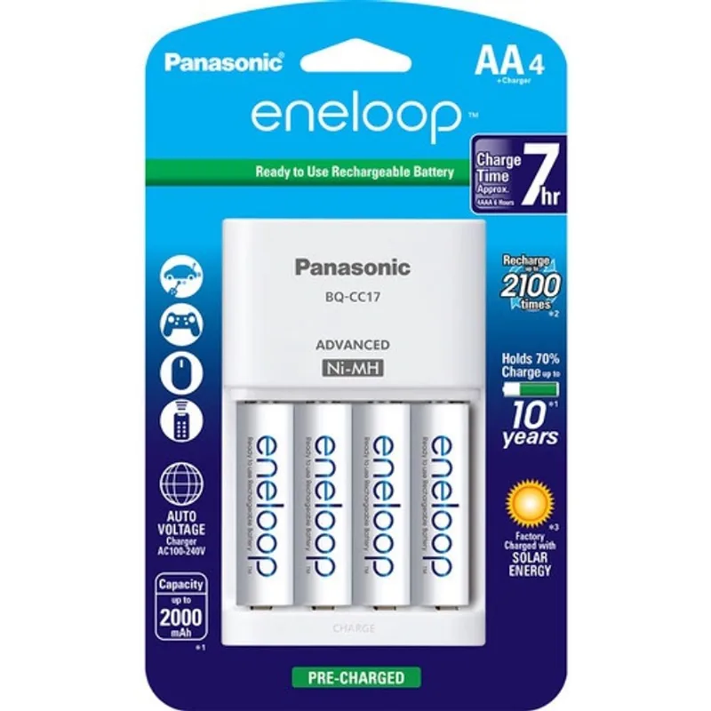 Carregador de pilhas eneloop com 4 pilhas aa K-KJ17MCA4BA