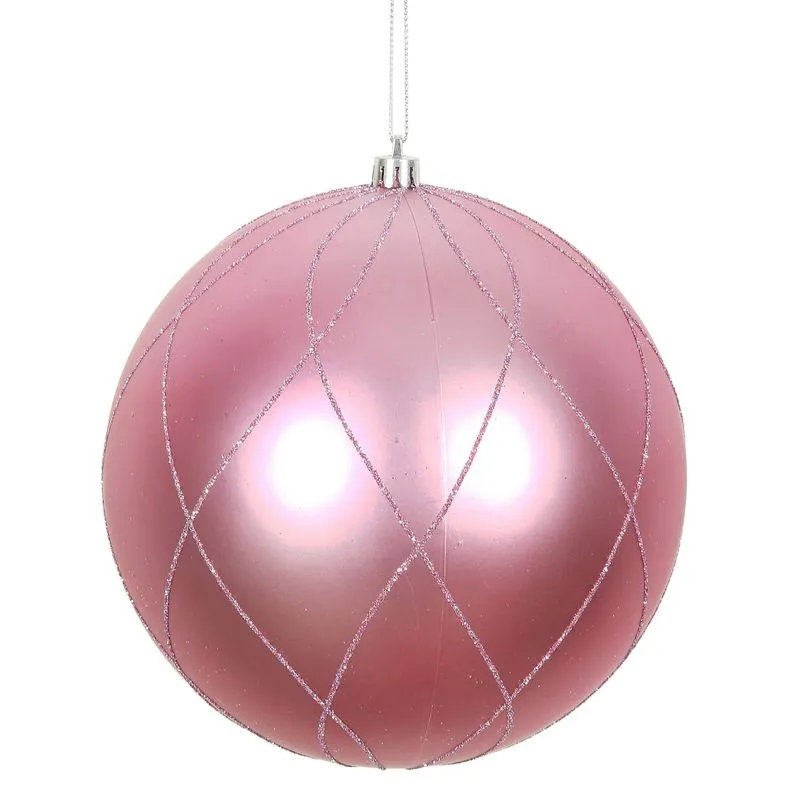 Ornamento Vickerman Pink Matte And Glitter Swirl 6 Cm 3/caixa