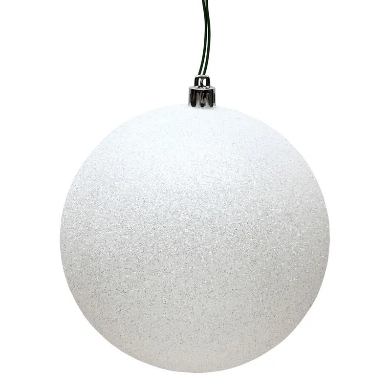 Ornamento Vickerman White Glitter Ball De 10 Cm De Plástico Inquebrável