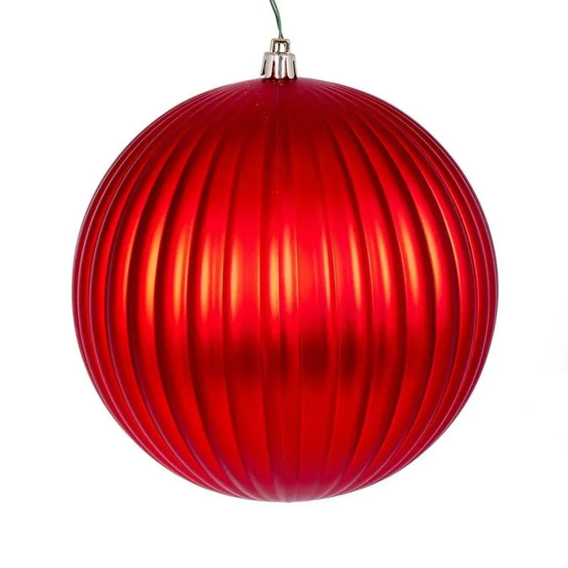 Enfeite De Árvore De Natal Vickerman Red Matte Lined (pacote Com 4)