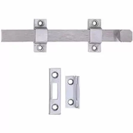 Tell Manufacturing Door Surface Strap Bolt, Satin Chrome Finish 8" 8"
