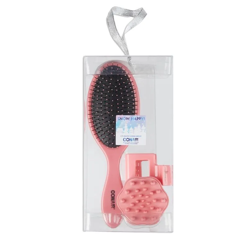 Conjunto de presente Conair para meninas e mulheres adolescentes com escova de cabelo e clipe