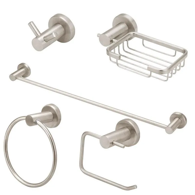 Kit Acessórios Banheiro Inox Escovado 5 Peças Completo