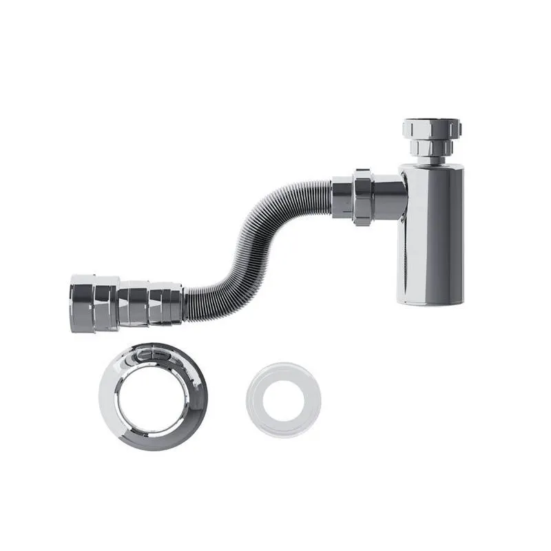 Sifão Tubo Extensível Com Copo Cromado 55cm