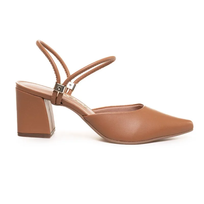 Scarpin M Shuz Salto Grosso Feminino Marrom 35