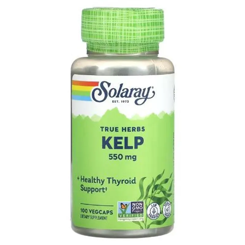 Suplemento Kelp Iodine Algas Marinhas 550m, 100 VegCaps-Solaray-Importado