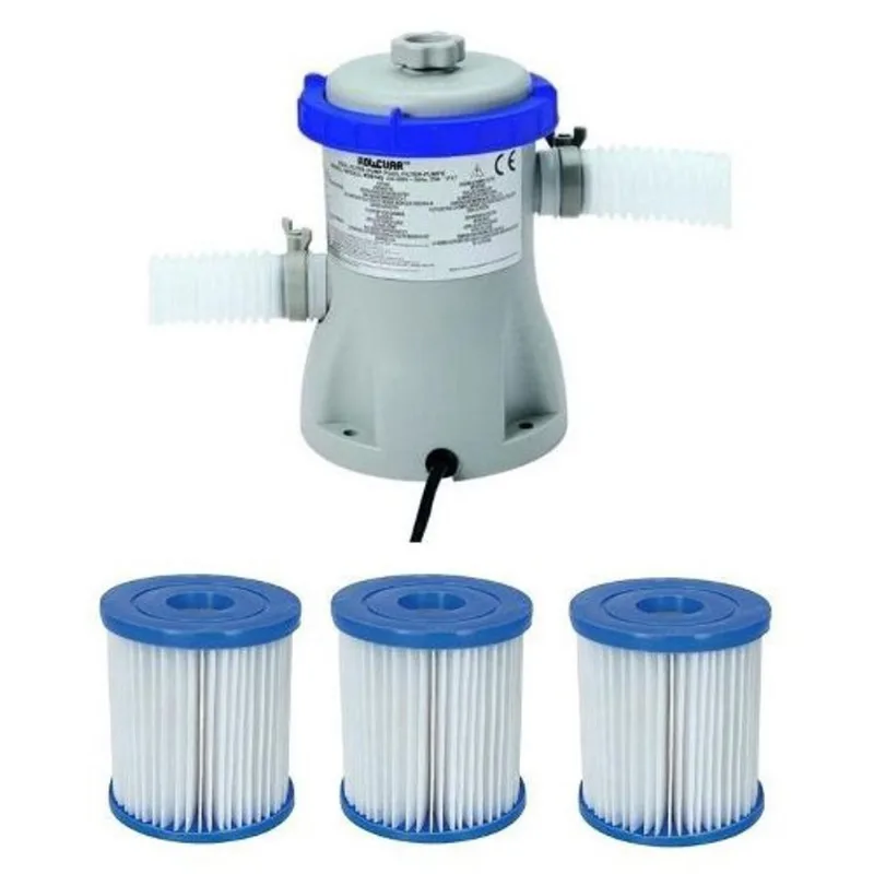 Bomba Filtrante Bestway 1249 lh 220v com 03 Refis Filtro para piscina (02 + 01)