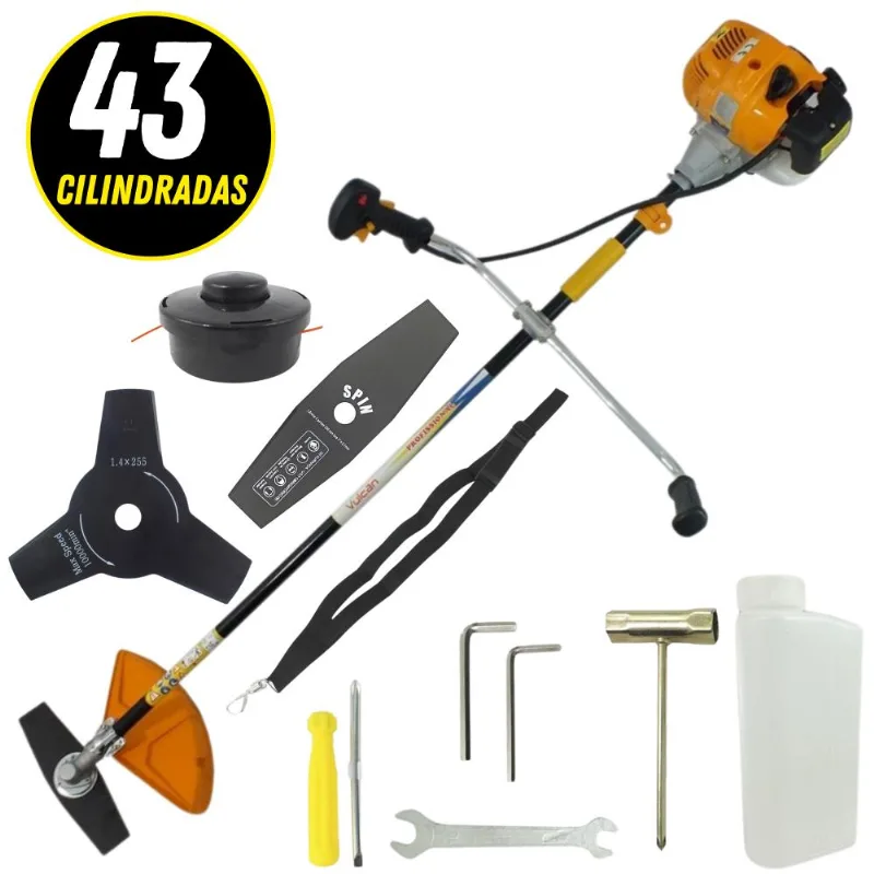 Roçadeira Profissional Vulcan Vr430h 2t 43cc 1,7hp Robusta Ideal Para Trabalho Pesado Com Lâmina Extra De 3 Pontas Tamanho 300mm Espessura 2,9mm