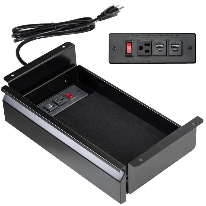 Gaveta Embaixo Da Mesa Vivo Desk-dr16-bp 40cm Com Régua De Alimentação