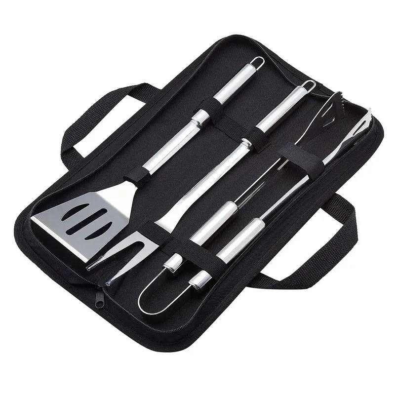 Conjunto De Ferramentas Para Grelhar Churrasco Amazon Basics Stainless Steel 4-p