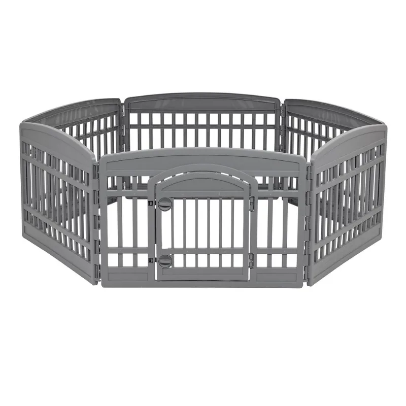 Dog Playpen Amazon Basics, 6 Painéis, 60 Cm De Altura, Cinza Escuro