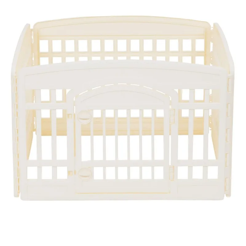 Cercadinho Para Cães Amazon Basics Square 4 Painéis 60x60x60cm Bege