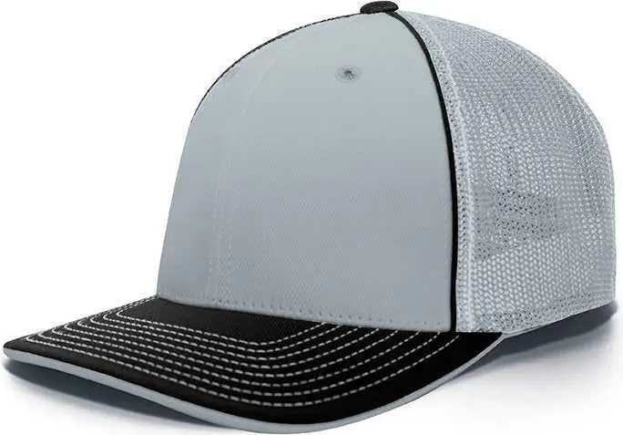 Pacific Headwear 404F Trucker Flexfit Cap - Silver Black Gray-Light Black / 6 1/2" 7"
