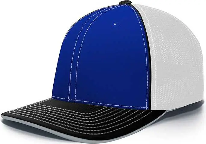 Pacific Headwear 404F Trucker Flexfit Cap - Royal White Black Blue-Royal White / 7 3/8" 8"