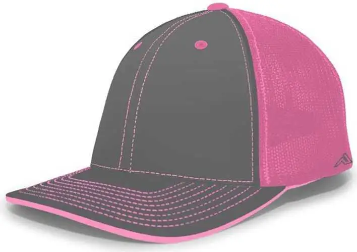 Pacific Headwear 404F Trucker Flexfit Cap - Graphite Pink Graphite Gray-Dark Pink-Hot / 6 7/8" 7 3/8"