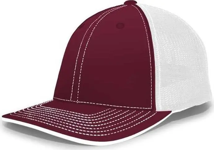 Pacific Headwear 404F Trucker Flexfit Cap - Cardinal White Red-Cardinal White / 6 7/8" 7 3/8"
