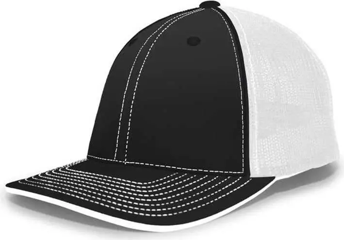 Pacific Headwear 404F Trucker Flexfit Cap - Black White Black Black White / 6 7/8" 7 3/8"