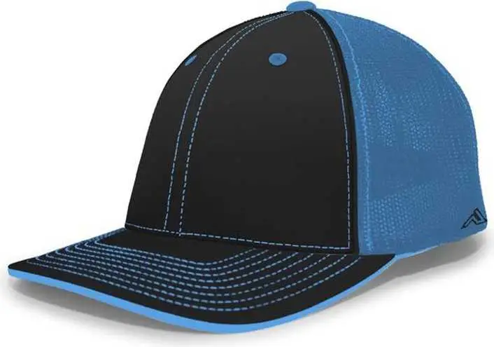 Pacific Headwear 404F Trucker Flexfit Cap - Black Neon Blue Black Black Blue-Neon / 6 1/2" 7"