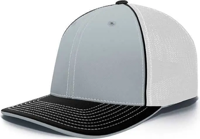 Pacific Headwear 404F Trucker Flexfit Cap - Silver White Black Gray-Light White / 6 7/8" 7 3/8"
