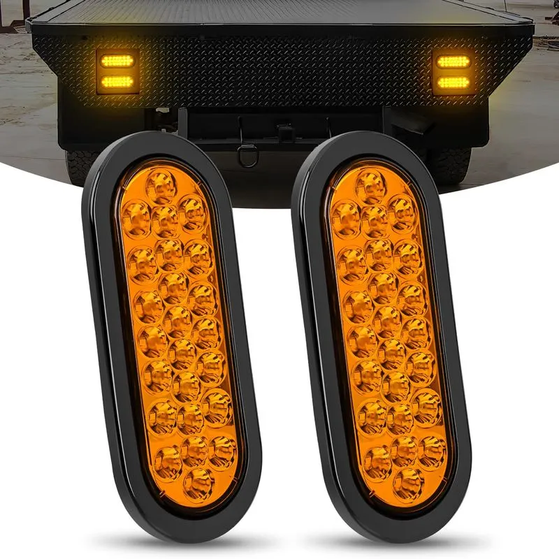 Trailer Tail Light Nilight, Oval De 6 Polegadas, 24 Led, Âmbar, 2 Unidades, 12 V