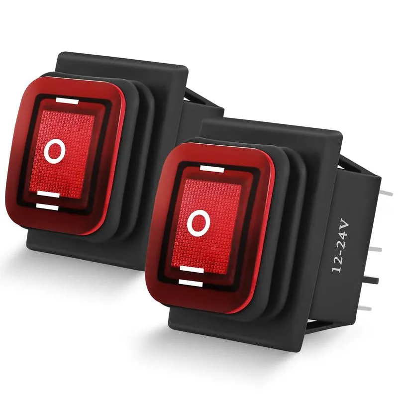 Rocker Switch Nilight De 6 Pinos Ligado E Desligado Em Led Vermelho Iluminado Ip67