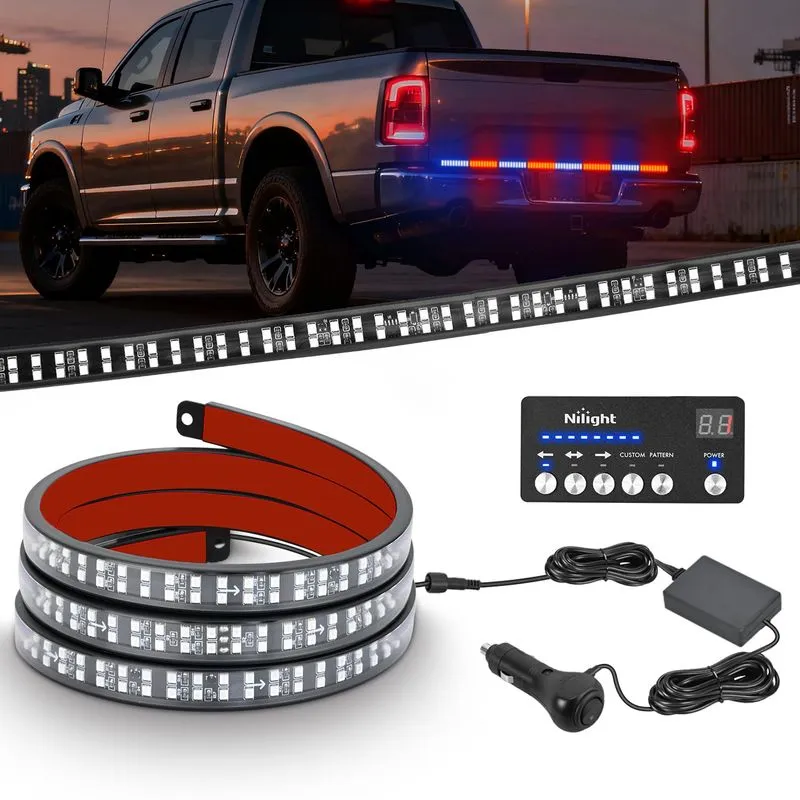 Tiras De Luz Estroboscópica De Emergência Nilight, 49 Polegadas, 288 Led, Vermelho, Azul