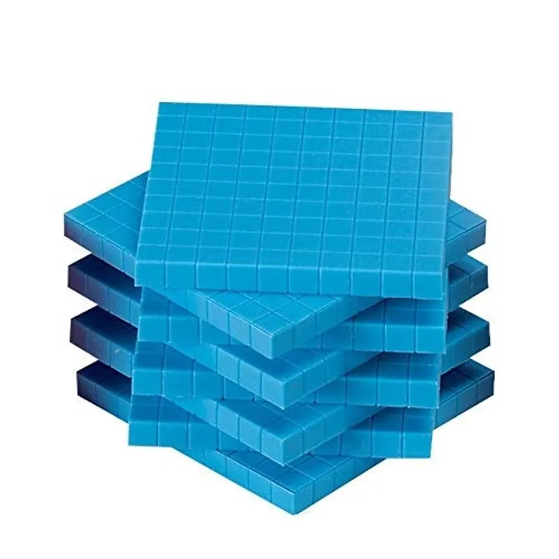 Hand2mind Blue Plastic Base Ten Blocks Flats Set, Place Value Blocks, Counting Cubes for Kids Math, Base Ten Blocks Classroom Set, Math Blocks Kindergarten, Base 10 Math Manipulatives (Conjunto de 10)