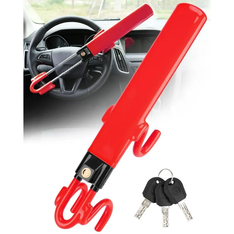 Steering Wheel Lock Tevlaphee Anti-theft Car Security Red