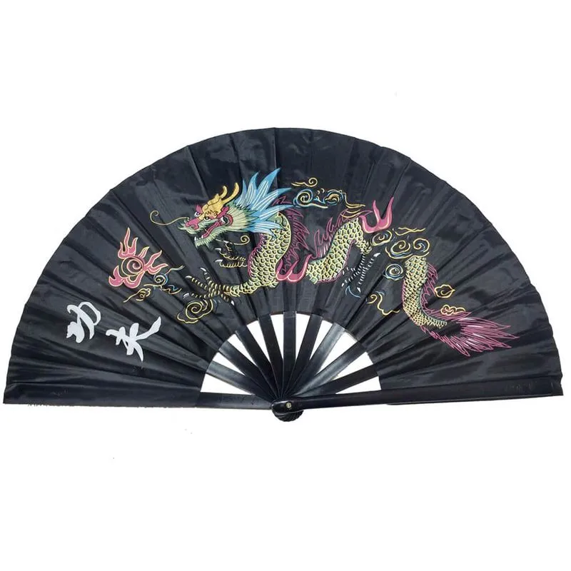 Leque Tai Chi Dragão Preto