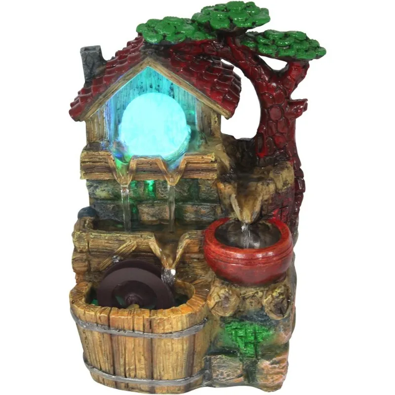 Fonte De Água Cascata 4 Quedas Decoração Em Resina - 220v
