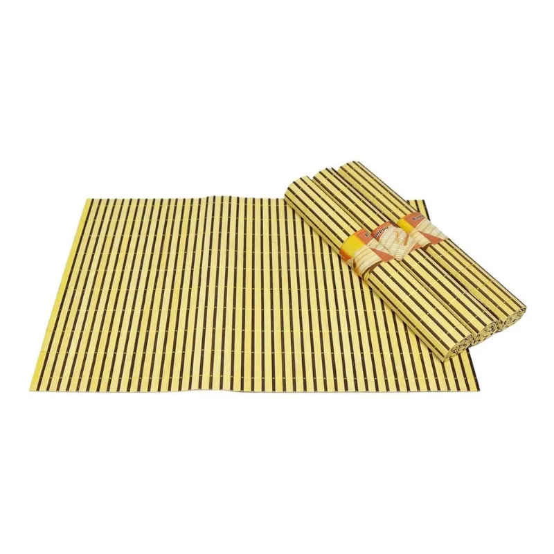 Jogo Americano Bambu 4 Peças Listrado Rústico Cozinha 30x45
