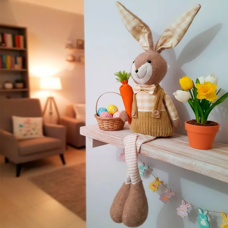 Boneco Coelho Cenoura Pernas Mole Decoração Páscoa De 90cm