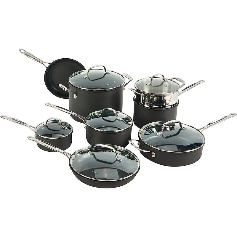 Conjunto De Panelas Cuisinart Antiaderente Anodizado Preto Chef'S Classic 14 Peças 66-14N