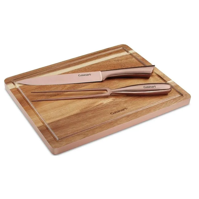 Conjunto De Churrasco Cuisinart Ouro Rose Com Tabua 3 Peças C77Sscs-3P